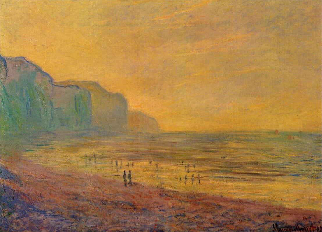 Low Tide at Pourville, Misty Weather - Claude Monet Paintings